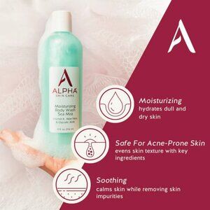 Alpha Skincare Moisturizing Body Wash Vitamin E, Aloe Vera & Glycolic AHA NWT